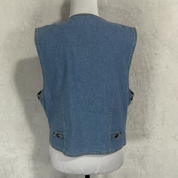 Vintage Lizwear Embroidered Denim Vest Size L Western Grunge‎ Boho 90s Waistcost - Picture 7 of 13